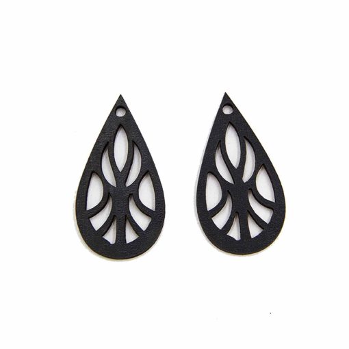 Leaf Shape Wood Earring, Wooden Earrings, Wood Jewelry, Earring Set, Boho Earring, Bohemian Earring, Handmade Earring, Minimalist Earring, Black Earring