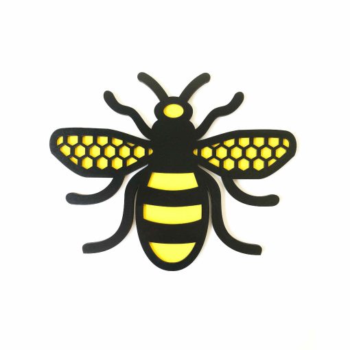 Bee Board Laser Cut Two Color Black&Yellow Decoration 30x25cm