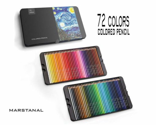 Colouring Pencils, Professional Set of 72 Colours in a Tin Box, Multi-Coloured Drawing Pencils, Watercolour Techniques