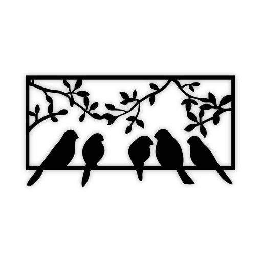 Birds Laser Cut Wood Wall Art - Home Decoration - Black MDF 30x16 cm