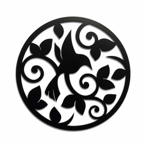 Black Color Bird Figure Hoop - Home Decoration 30cm - Black MDF