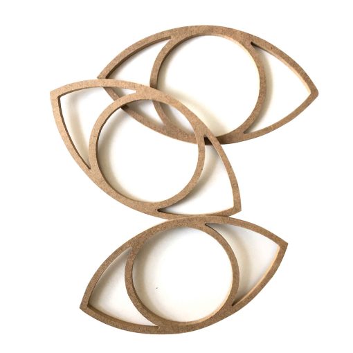 3 Piece Mini Size Lashless Eye Cut Raw Mdf