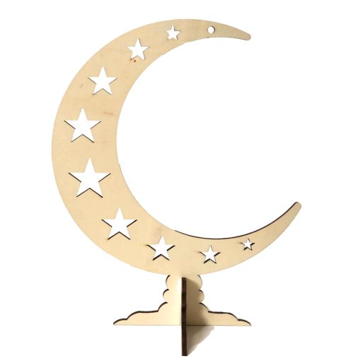 Ramadan Eid Mubarak Ornaments, Ramadan Eid Mubarak Decor, Ornaments Wooden Moon, Ramadan Decor Moon, Ramadan Stand, Wooden Eid Moon, Laser Cut Moon Crescent, Table Decoration