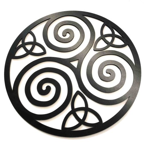 Triskelion Wood Wall Art Decor Black, Spiral Wooden Celtic Knot, Triskelion Laser Cut Wall Decor, Black Triskelion Celtic Knot, Black Celtic Art, Triskele Wall Art, Triskele Triple Spiral Symbol, Celtic