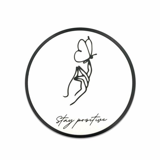 Stay Positive Wood Wall Decor, Butterfly Wood Wall Decor,Hand Line Art, Butterfly Wood Wall Decor, Butterfly Wood Wire Art,Minimalist Wood Wall Decor
