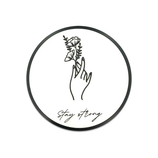 Stay Strong Wood Wall Decor,Hand Wood Line Art, Hand Holding Flowers Wall Art, Wood Wall Decoration, Wood Wall Art,Flower Wooden Wall Decor, Wall hanging, Minimalist Wood Wall Decor