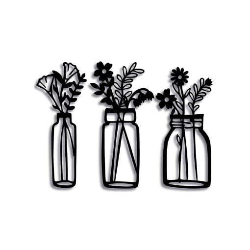Set of 3 Flowers Wall Decor, Wooden Flowers Wall Decor, Flowers in Vase Wood Wall Decor, Flower Cut Out, Flower Wood Wall Art, Wooden Flowers, Minimalist Flower Wall Decor, Minimalist Wooden Flowers
