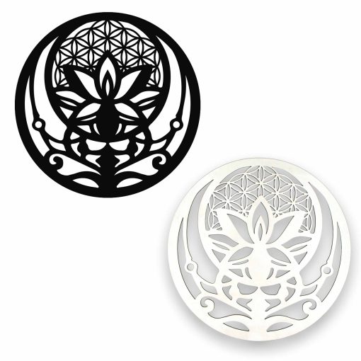Lotus And Flower Of Life Wall Decor Black and White, Wooden Lotus Flower, Wood Lotus And Flower Of Life, Lotus Wall Hanging, Laser Cut Lotus Flower,Wood Lotus Decor,Lotus Art,  Lotus Wood Wall Art