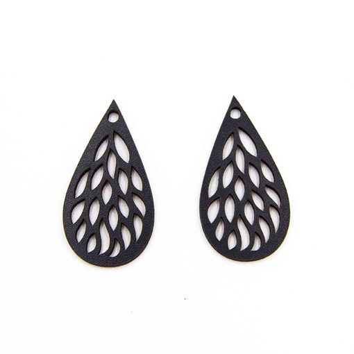 Leaf Shape Wood Earring, Wooden Earrings, Wood Jewelry, Earring Set, Boho Earring, Bohemian Earring, Handmade Earring, Minimalist Earring, Black Earring