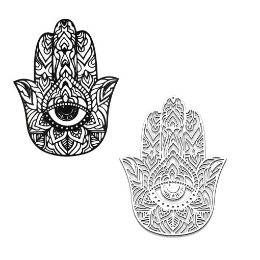 Hamsa Hand Wood Wall Decor Black and White, Hamsa Hand Wood Wall Art, Fatima Hand, Fatima Wall Decor, Laser Cut Hamsa,Wooden Hamsa, Hamsa Wall Art, Home Decoration, Wall Hanging Decor - 40cm