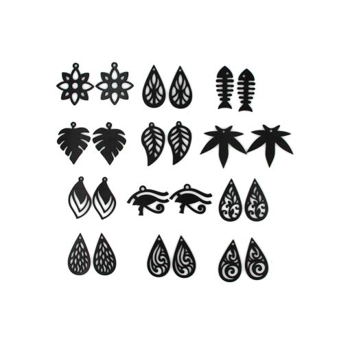 12 Models Wood Earring, Wooden Earrings, Wood Jewelry, Earring Set, Boho Earring, Bohemian Earring, Handmade Earring, Minimalist Earring, Black Earring, Geometric Shaped Earring