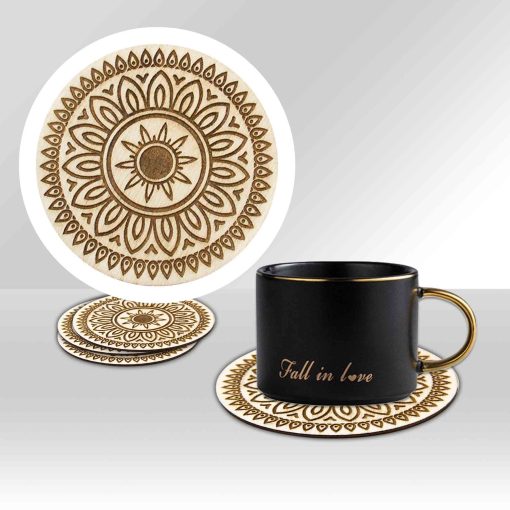 Set of 4 Coaster, Wooden Mandala Coaster, Coasters for Drinks, Boho Drink Coaster Set, Mandala Coaster, Coasters for Wine, Beer, Coffee, Tea, Housewarming Gift