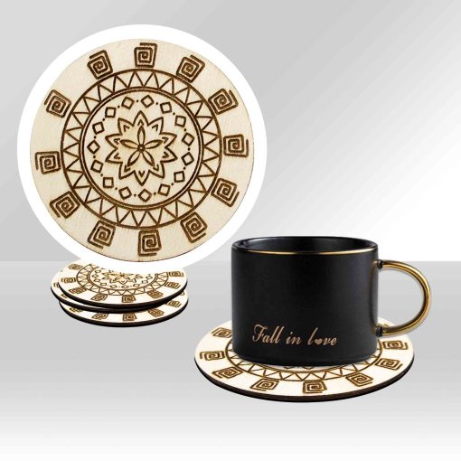 Set of 4 Coaster, Wooden Mandala Coaster, Coasters for Drinks, Boho Drink Coaster Set, Mandala Flower Coaster, Coasters for Wine, Beer, Coffee, Tea Housewarming Gift