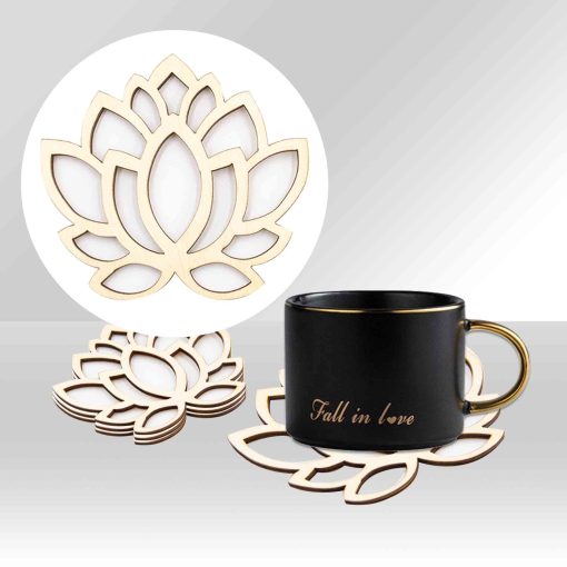 Set of Lotus Decor, Wood Lotus, Lotus Coaster, Wood Coaster, Lotus Wall Decor, Little Lotus Decor, Lotus Wall Hanging, Yoga Decor