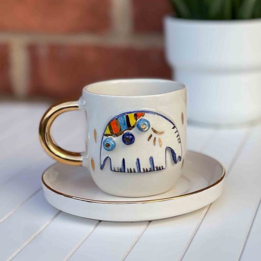 Elephant Ceramic Coffee Cup, Coffee Mug, Ceramic Mug, Handmade Coffee Cup, Special Design Cup, Turkish Coffee Cup, Ceramic Tea Cup, Tea Mug