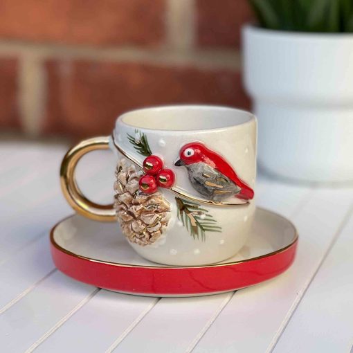 Bird Ceramic Coffee Cup, Coffee Mug, Ceramic Mug, Handmade Coffee Cup, Special Design Cup, Turkish Coffee Cup, Ceramic Tea Cup, Tea Mug