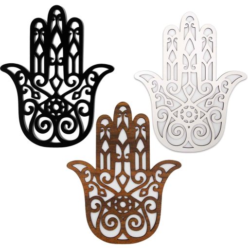 Hamsa Hand Wood Wall Decor Black and White, Hamsa Hand Wood Wall Art, Fatima Hand, Fatima Wall Decor, Laser Cut Hamsa,Wooden Hamsa, Hamsa Wall Art, Home Decoration, Wall Hanging Decor