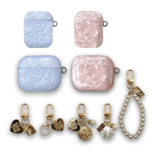 Holographic Pattern, Pearl Accessory Cover Pink / White, to Fit Apple Airpods Pro, Airpods Case Cover, Earphone Cover,Earphone Cover, Luxury Pearl Airpods Case,Apple Airpods Cover